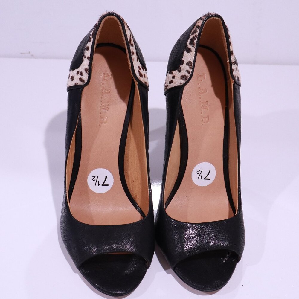 L.A.M.B. Black Open Toe Heels - Size 7.5 LIKE NEW CONDITION!